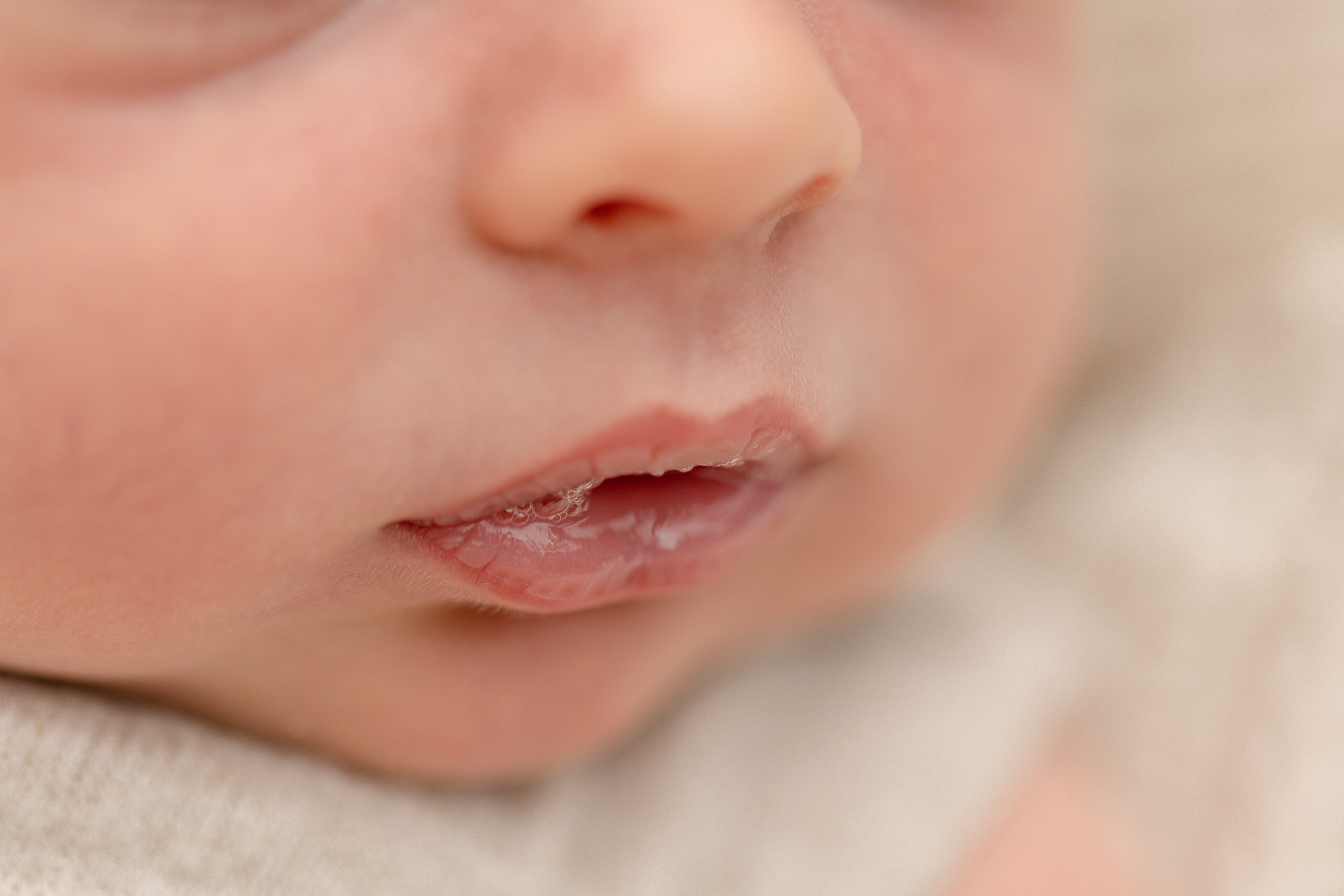 closeup details of a baby's lips and nose Brave Birth Doulas